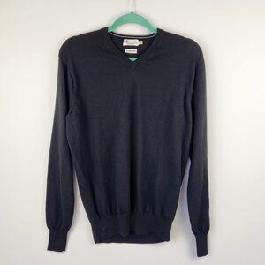 Peter Millar Crown Soft Merino Wool Silk Stretchy V-Neck Sweater Black sz L